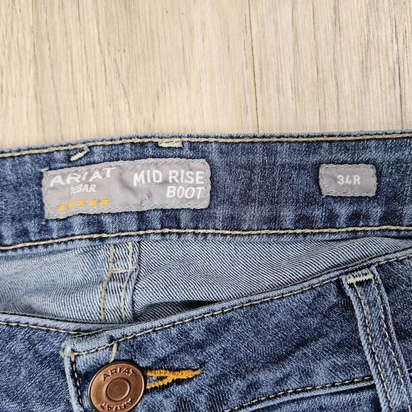 Ariat Mens Blue Mid Rise Rebar Bootcut Jeans Size 34 - Picture 7 of 16